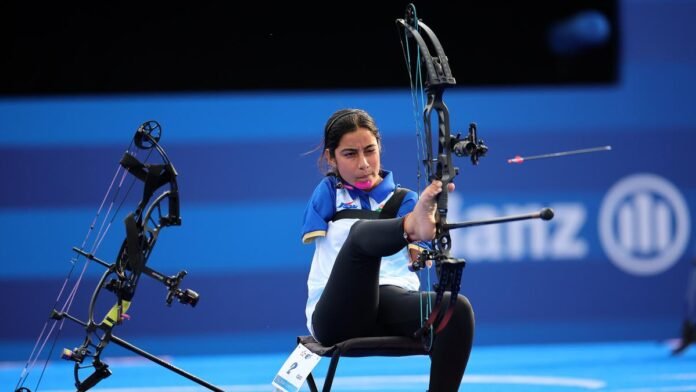 Sheetal Devi competing at the Para World Archery Championship