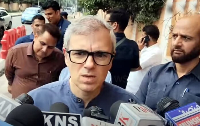 Omar Abdullah addressing media on Wangchuk arrest
